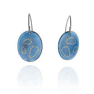 Blue Oval Gold Dot Earrings-Earrings-Jenne Rayburn-Pistachios