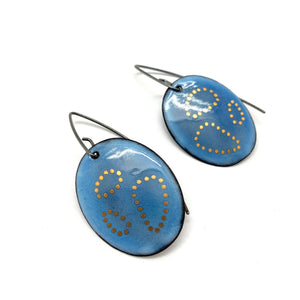 Blue Oval Gold Dot Earrings-Earrings-Jenne Rayburn-Pistachios