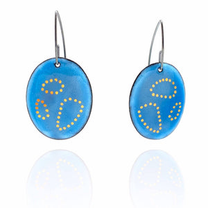Blue Oval Gold Dot Earrings-Earrings-Jenne Rayburn-Pistachios