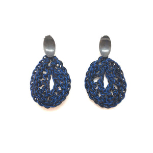 Blue/Black Knit Earrings-Earrings-Brooke Marks-Swanson-Pistachios