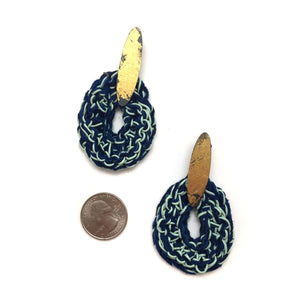 Blue/Green Knit Earrings-Earrings-Brooke Marks-Swanson-Pistachios