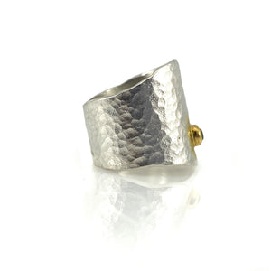 Bright Silver Hammer Textured Diamond Ring-Rings-Eva Stone-Pistachios