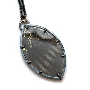 Butterfly Wing & Gold Marquis Necklace-Necklaces-Luana Coonen-Pistachios