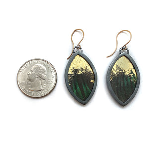 Butterfly Wings and Gold Marquis Earrings-Earrings-Luana Coonen-Pistachios