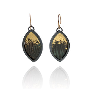 Butterfly Wings and Gold Marquis Earrings-Earrings-Luana Coonen-Pistachios