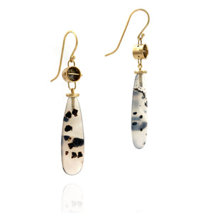 Captured Diamond Earrings with Montana Agate-Earrings-Hilary Finck-Pistachios