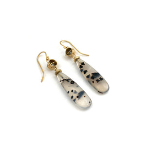 Captured Diamond Earrings with Montana Agate-Earrings-Hilary Finck-Pistachios