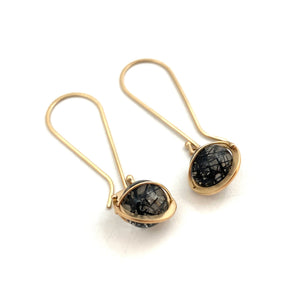 Captured Tourmalated Quartz Orb Earrings-Earrings-Hilary Finck-Pistachios