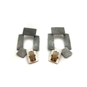 Carved Tab Link Earrings - Oxidized-Earrings-Heather Guidero-Pistachios