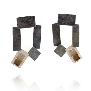 Carved Tab Link Earrings - Oxidized-Earrings-Heather Guidero-Pistachios