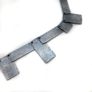 Carved Tab Link Necklace Oxidized Silver-Necklaces-Heather Guidero-Pistachios
