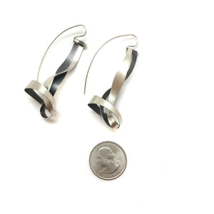 Cascading Ribbon Earrings - Black and Silver-Earrings-Arek Wolski-Pistachios