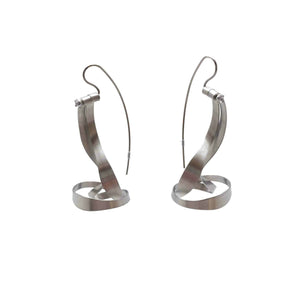 Cascading Ribbon Earrings - Steel-Earrings-Arek Wolski-Pistachios