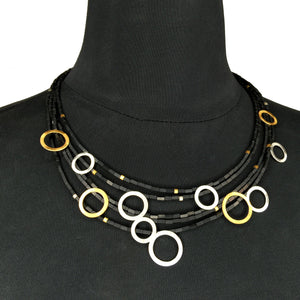 Circle Cut-Out, Multi-Strand Necklace-Necklaces-Margo Myszka-Pistachios