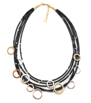 Circle Cut-Out, Multi-Strand Necklace-Necklaces-Margo Myszka-Pistachios
