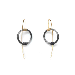 Coil Cable Earrings - Gold/Black-Earrings-Ewa Wisniewska-Pistachios