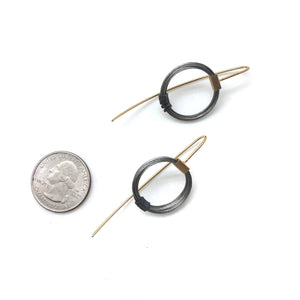 Coil Cable Earrings - Gold/Black-Earrings-Ewa Wisniewska-Pistachios