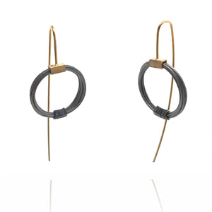Coil Cable Earrings - Gold/Black-Earrings-Ewa Wisniewska-Pistachios