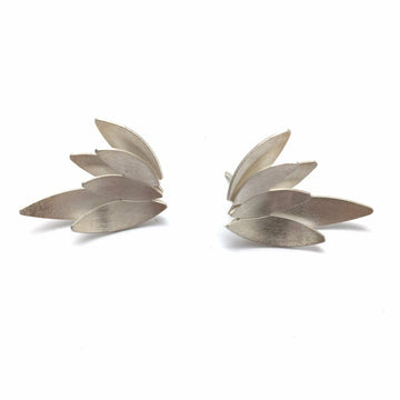 Concave Wing Earrings - Silver
