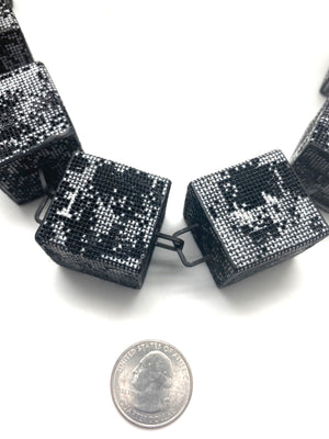 Cube Chain Steel Mesh Necklace-Necklaces-Sandra Salaices-Pistachios