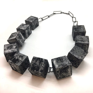 Cube Chain Steel Mesh Necklace-Necklaces-Sandra Salaices-Pistachios