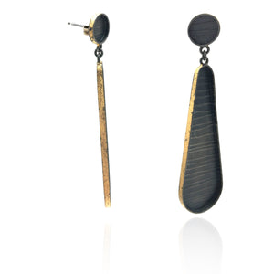 Deep Black/Gold Teardrop Earrings-Earrings-Heejin Hwang-Pistachios