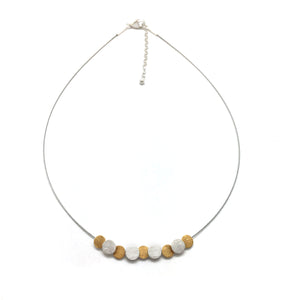 Delicate Silver and Gold Disc Necklace-Necklaces-Manuela Carl-Pistachios