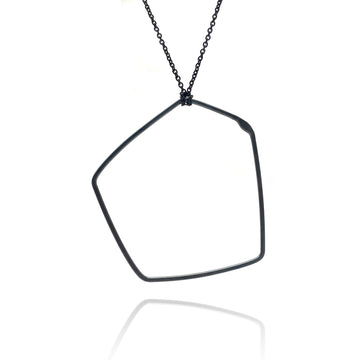 Dipped Open Pebble Necklace - Black