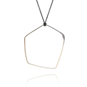 Dipped Open Pebble Necklace - Silver