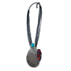 "Dots" Silver Necklace and Brooch-Necklaces-So Young Park-Pistachios