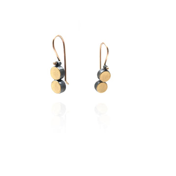 Double Circle Bi-Metal Circle Earrings