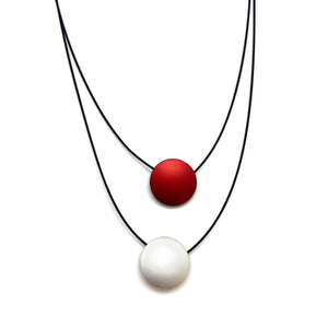 Double Circle Reversible Necklace - Red, Silver & Black-Necklaces-Ursula Muller-Pistachios