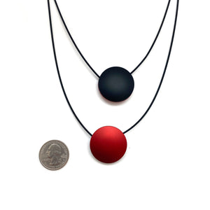 Double Circle Reversible Necklace - Red, Silver & Black-Necklaces-Ursula Muller-Pistachios