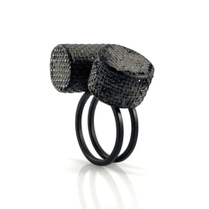Double Mesh Cylinder Ring-Rings-Sandra Salaices-Pistachios