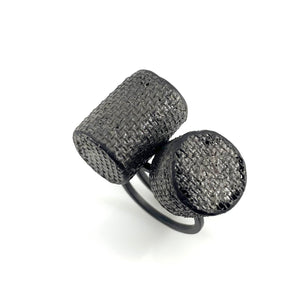 Double Mesh Cylinder Ring-Rings-Sandra Salaices-Pistachios