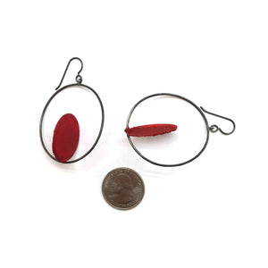 Double Oval Hoops- Red-Earrings-Myung Urso-Pistachios