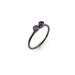 Double Studded Stacking Ring - Stone Options Available-Rings-Emily Rogstad-Lab Grown White Sapphire Size 5.25-Pistachios