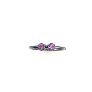 Double Studded Stacking Ring - Stone Options Available-Rings-Emily Rogstad-Lab Grown Pink Tourmaline Size 6.5-Pistachios