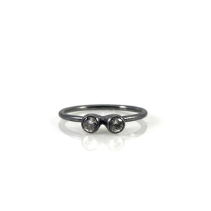 Double Studded Stacking Ring - Stone Options Available-Rings-Emily Rogstad-Lab Grown White Sapphire Size 5.25-Pistachios