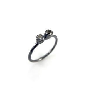Double Studded Stacking Ring - Stone Options Available-Rings-Emily Rogstad-Lab Grown White Sapphire Size 5.25-Pistachios