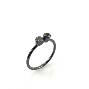 Double Studded Stacking Ring - Stone Options Available-Rings-Emily Rogstad-Lab Grown White Sapphire Size 5.25-Pistachios