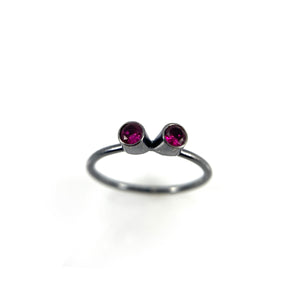 Double Studded Stacking Ring - Stone Options Available-Rings-Emily Rogstad-Lab Grown Ruby Size 6.75-Pistachios