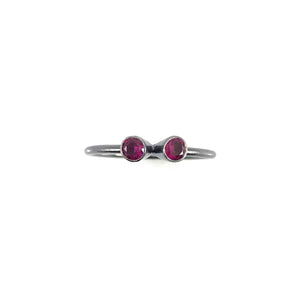 Double Studded Stacking Ring - Stone Options Available-Rings-Emily Rogstad-Lab Grown White Sapphire Size 5.25-Pistachios
