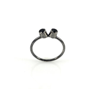 Double Studded Stacking Ring - Stone Options Available-Rings-Emily Rogstad-Lab Grown White Sapphire Size 5.25-Pistachios