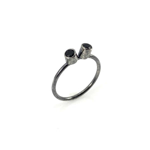 Double Studded Stacking Ring - Stone Options Available-Rings-Emily Rogstad-Lab Grown White Sapphire Size 5.25-Pistachios