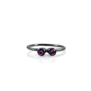 Double Studded Stacking Ring - Stone Options Available-Rings-Emily Rogstad-Lab Grown White Sapphire Size 5.25-Pistachios