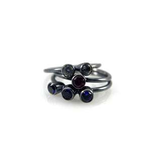 Double Studded Stacking Ring - Stone Options Available-Rings-Emily Rogstad-Lab Grown White Sapphire Size 5.25-Pistachios