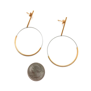 Drop Hoops- Gold & Wire-Earrings-Yoko Takirai-Pistachios