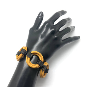 Dyed Rubber and Steel Mesh Bracelet-Bracelets-Sandra Salaices-Pistachios
