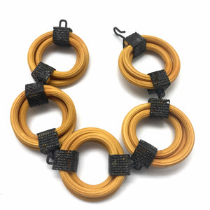 Dyed Rubber and Steel Mesh Bracelet-Bracelets-Sandra Salaices-Pistachios